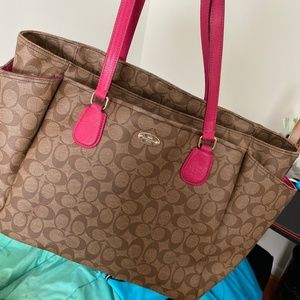 Pink & Brown Authentic Coach Diaper Bag or Large Purse
